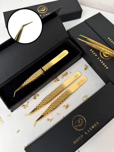 MILA 24K GOLD Gebogene Isolations Wimpernpinzette