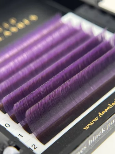 7 Reihen - MIX • Schwarz / Violett Ombre • 0.07 (6-12 mm) - Farbige Wimpernextensions