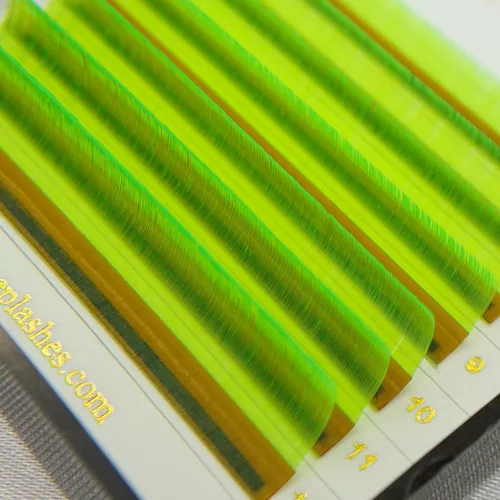 7 Reihen - MIX • Neongrün • 0.07 (6-12 mm) - Farbige Wimpernextensions